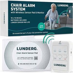 Lunderg Chair Alarm System With Wireless Sensor Pad &  Portable Pager. SEALED